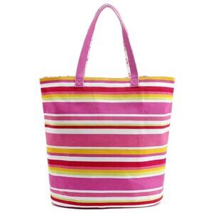 Pink Stripe Canvas Tote Bag